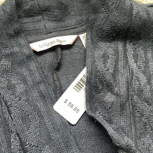 La Vie en Rose Lounge NWT Black Cable Knit Long Cardigan CHOOSE SIZE S or M NEW - Picture 8 of 11